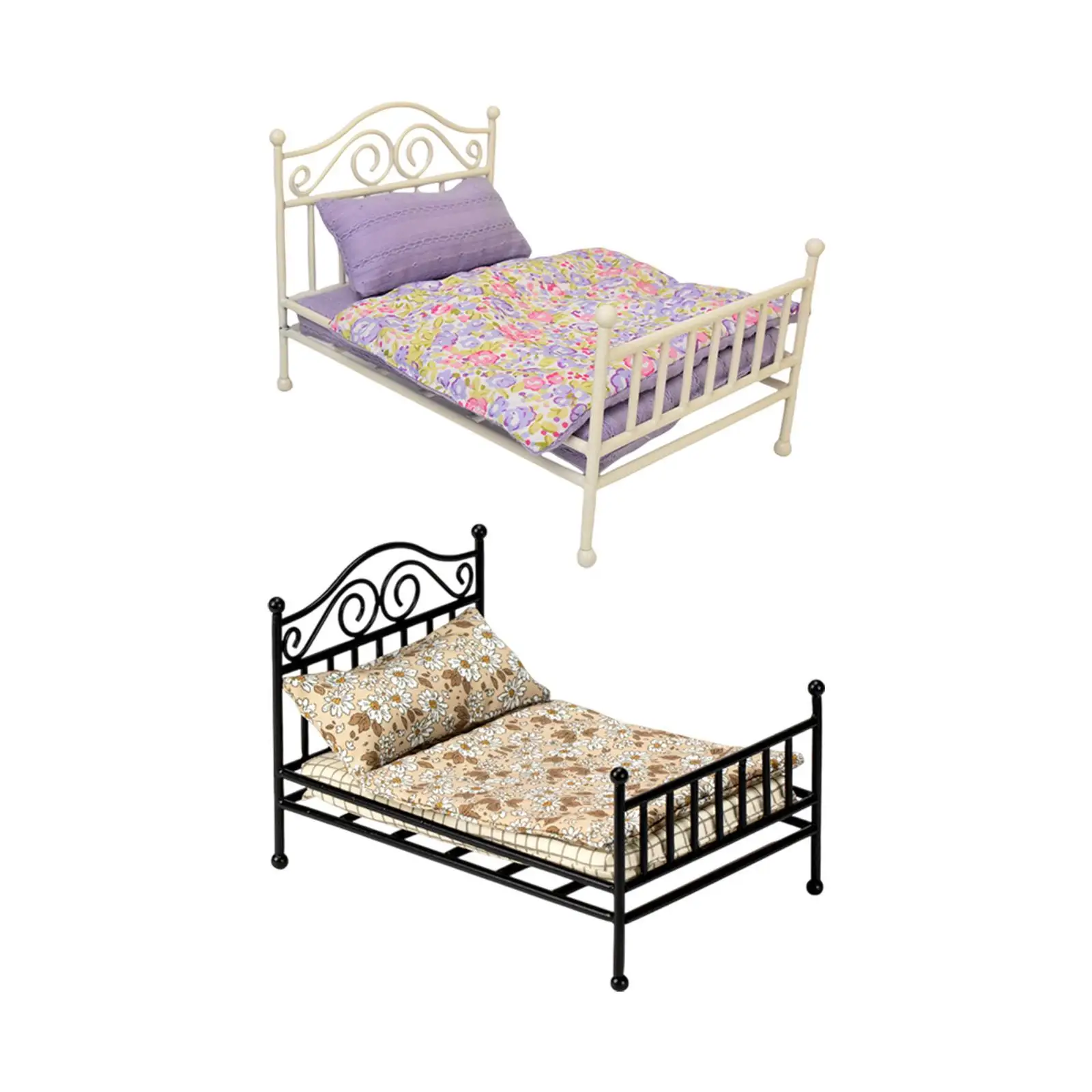 Cama em miniatura mini casa de bonecas móveis ornamento fotografia adereços decoração de casa