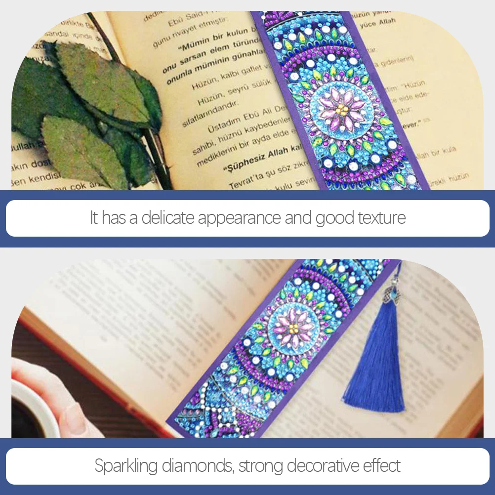 2 Pcs Crystal Diamond Bookmark DIY Bookmarks Handmade Decorative Exquisite Beaded Pu for Unique Bright Colorful