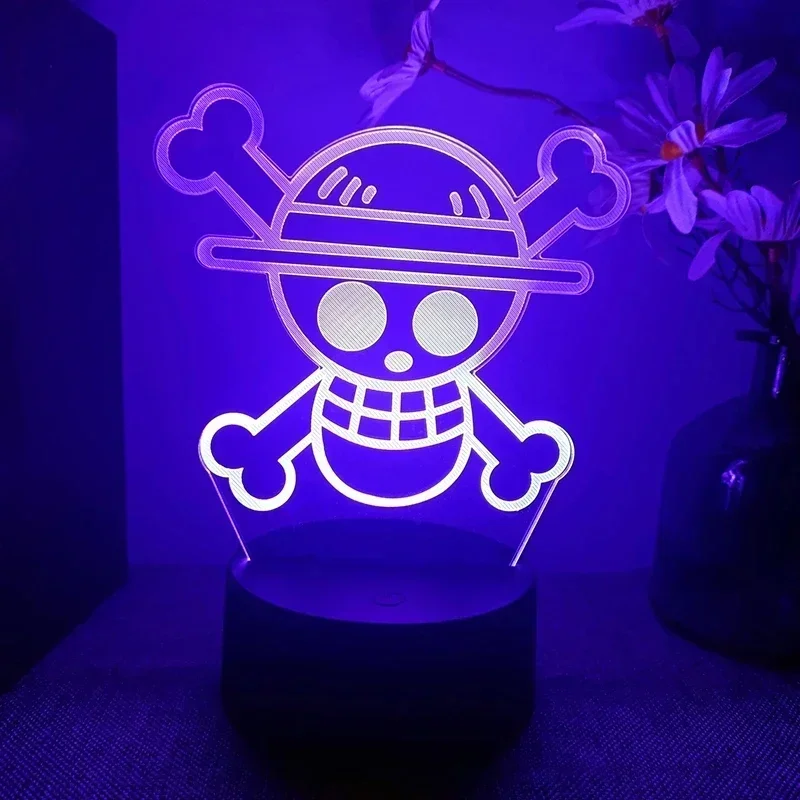 One Piece Zoro Luffy Nami Anime Night Lights Action Figure 3D LED Color Changing Toys Doll Usopp Sanji Chopper Hancock Xmas Gift