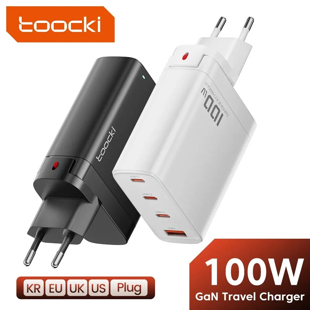 Cargador Toocki USB C GaN PD cargador rápido 100W cargador de carga rápida para iPhone 14 13 12 11 Pro Max QC3.0 adaptador de cargador tipo C