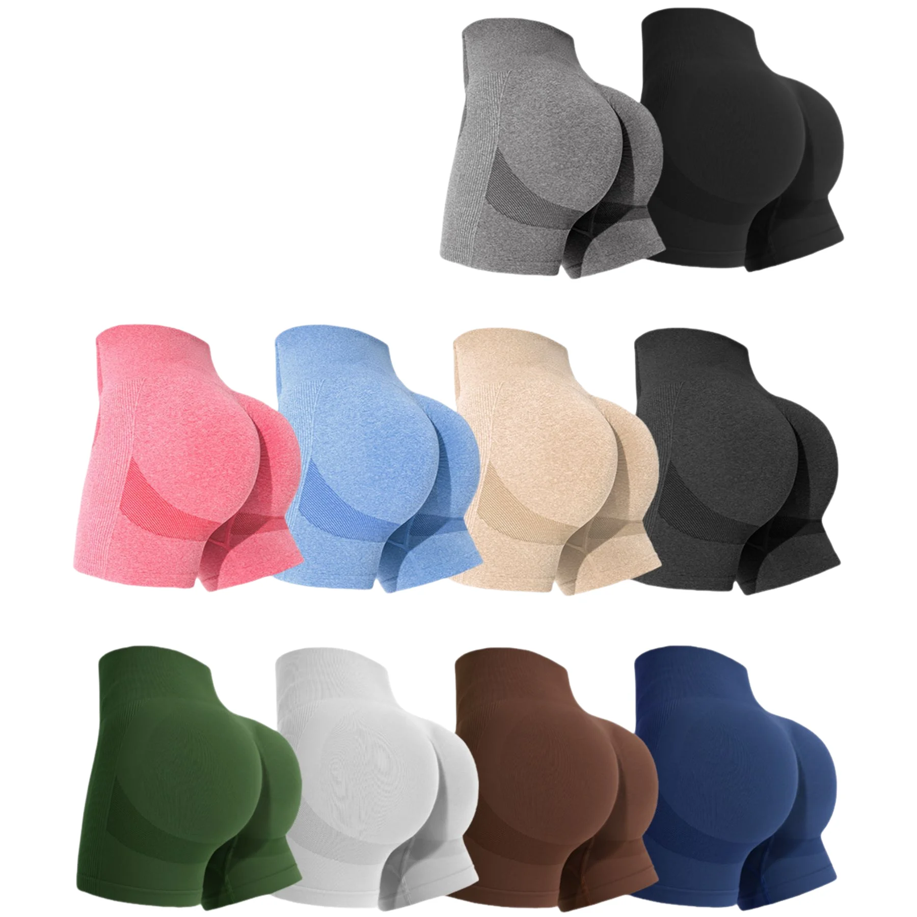 Women Seamless Butt Lifting Yoga Shorts High Waist Workout Fitness Tights Tummy Control Gym Running Stretched Pants Casual Sport