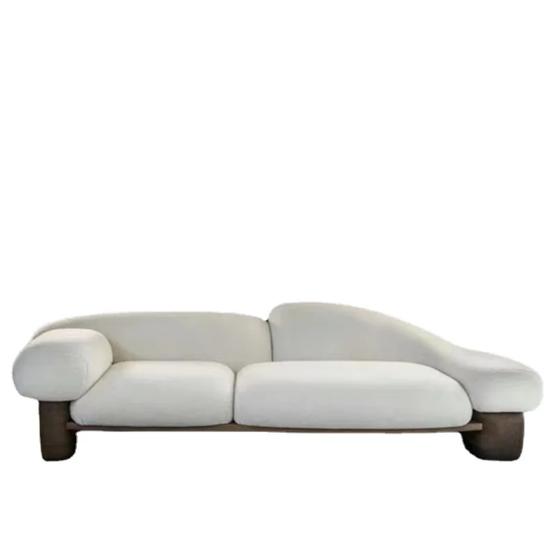 أريكة إيطالية بسيطة ومبتكرة وحديثة الحجم لغرفة المعيشة وأريكة خشبية صلبة منحنية على شكل خاص #5