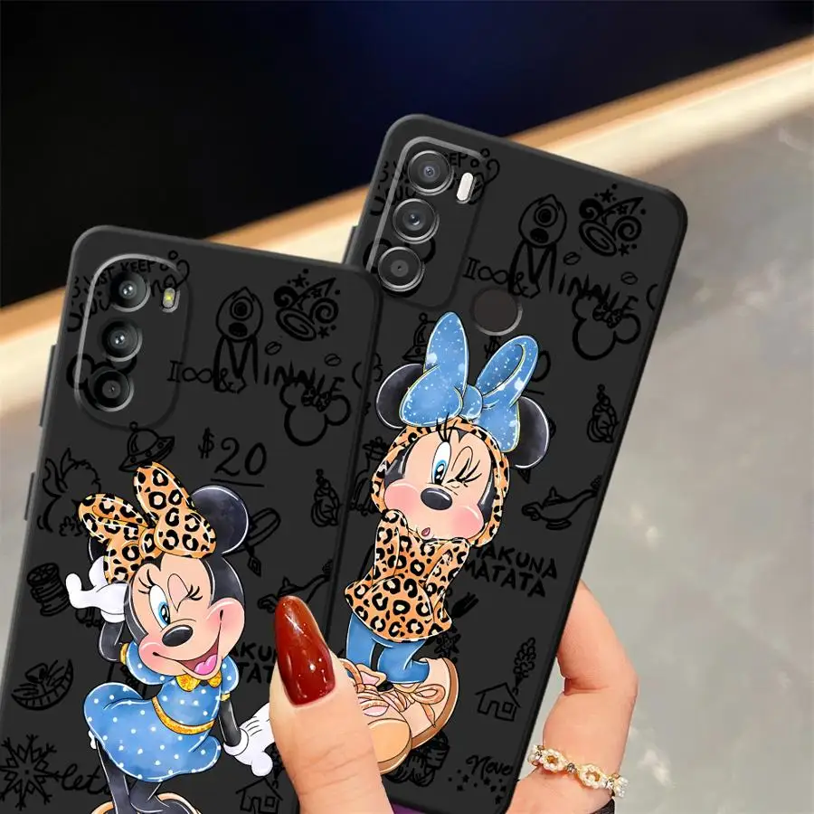 Casing Penutup Ponsel Lembut Hitam Macan Tutul Modis Minnie Mickey untuk Motorola Mot G32 G52 G60s G60 G53 G30 G51 G73 G50 G22 Edge40 G71