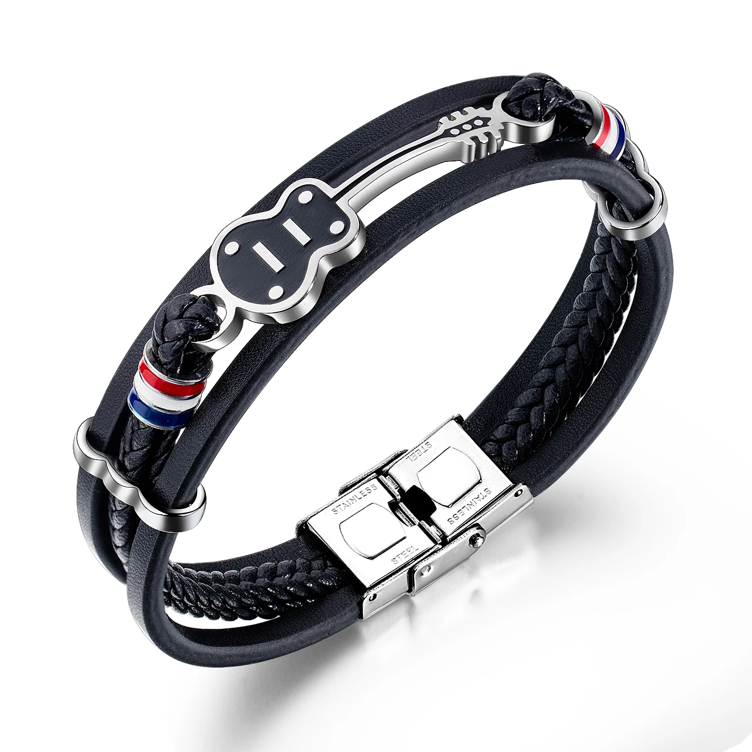 Japan and South Korea Fashion Hip-Hop Music Style Guitar Bracelet Jewelry Personality Street Versatile Leather Men's Bangle