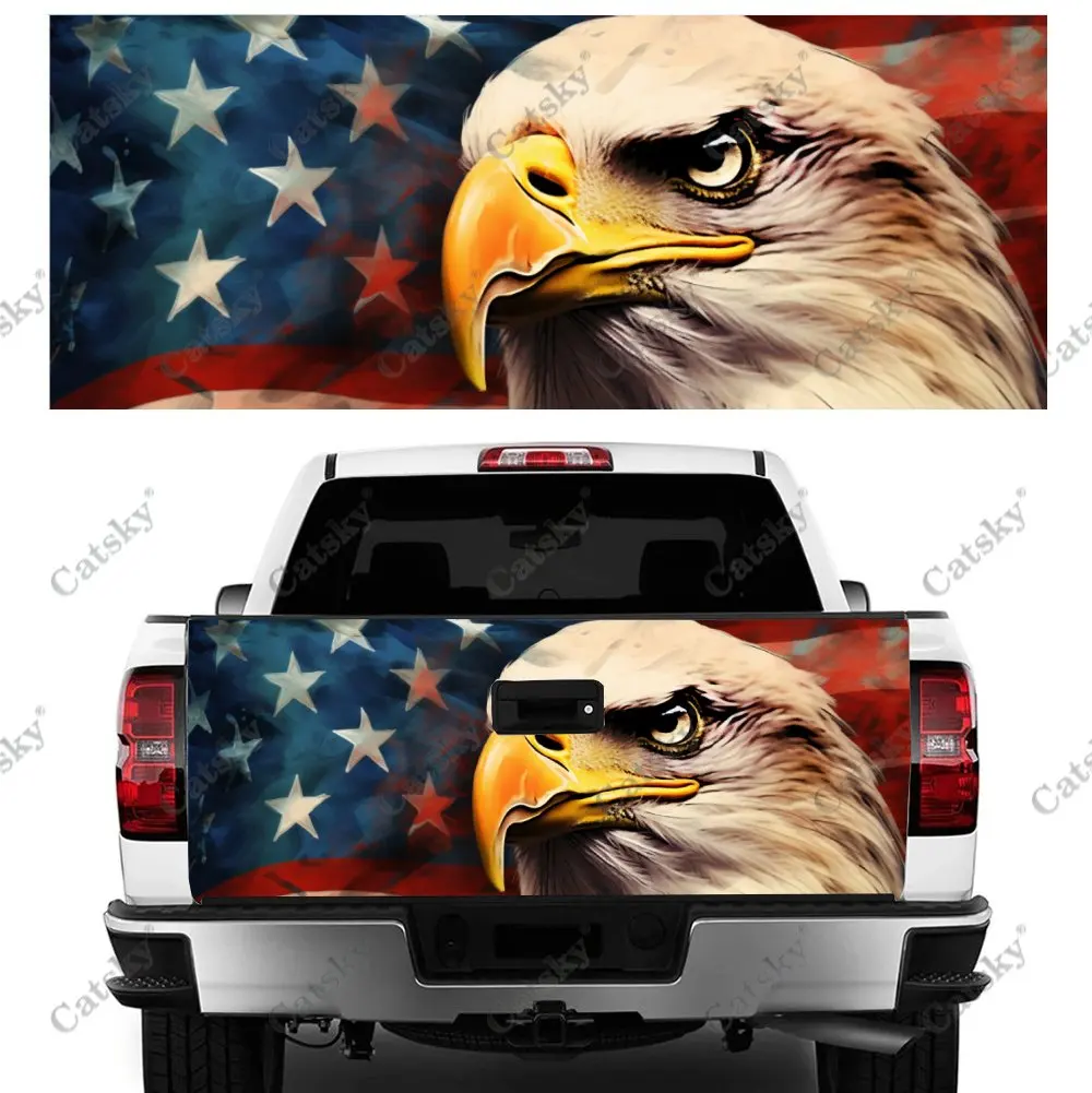 Flying American Flag With Eagle Car Tail Trunk Protect Vinly Wrap Cover Decal Auto Accessories Hood Sticker for Off-road Pickup