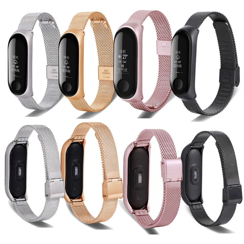 Pulsera milanesa para Xiaomi Mi Band 6, 5, 4 y 3, Correa de acero inoxidable para reloj inteligente Mi Band 5 y 6