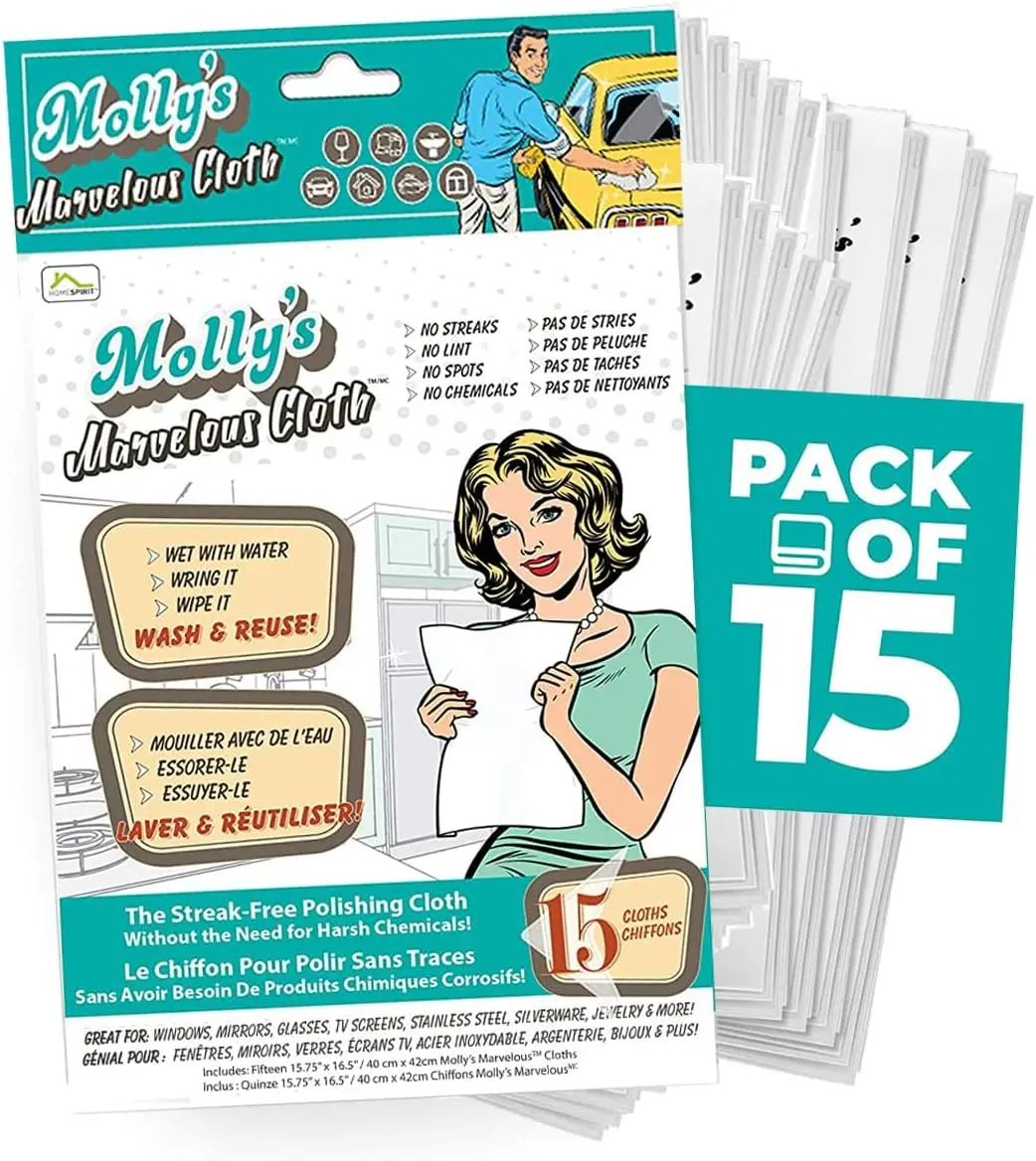 

Molly's Marvelous Cloth, Streak-Free, Lint-Free Microfiber Cleaning Cloth, Polishing Cloth for Glass