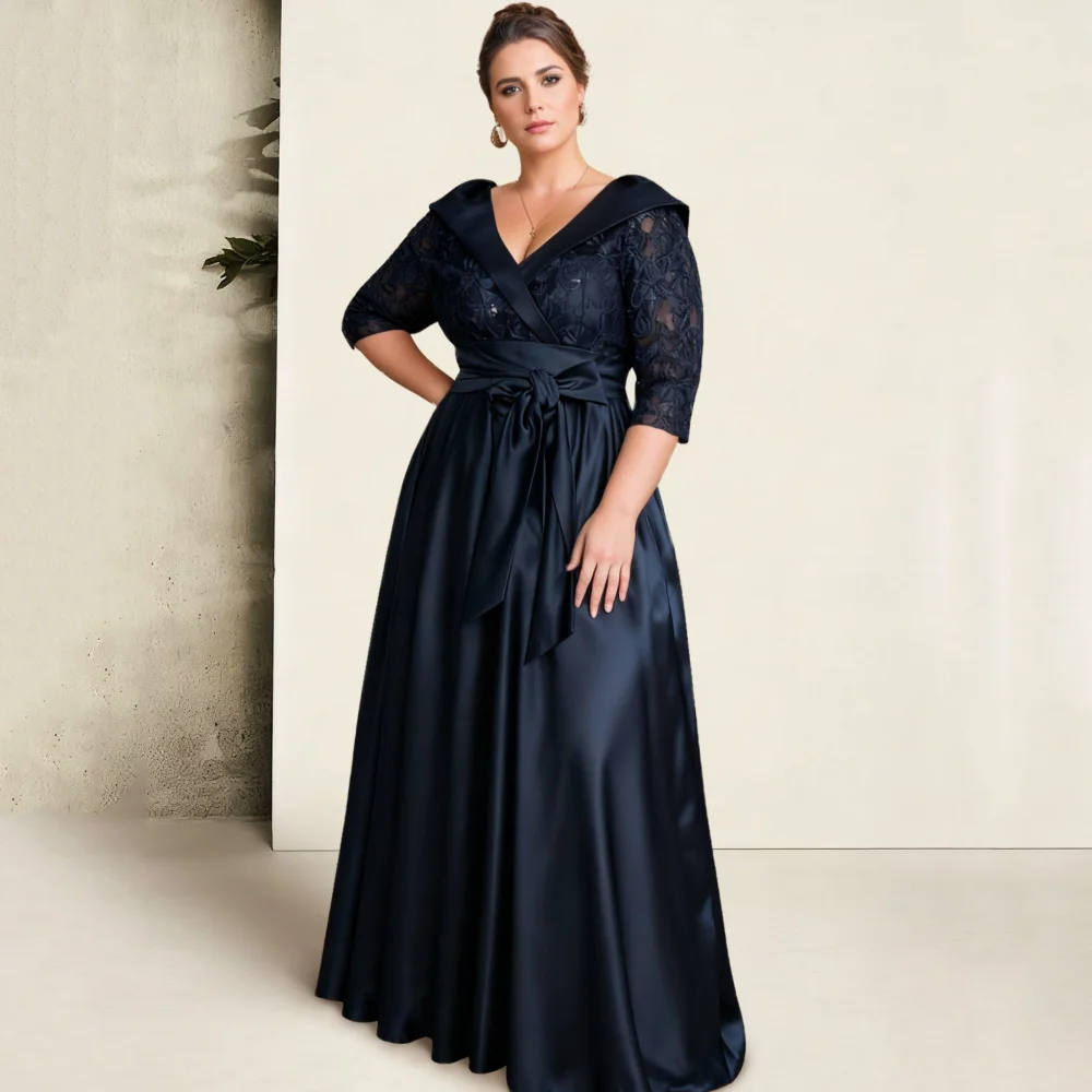 Customized Mother of the Bride Dress Elegant Dress Formal A Line V Neck Party Gown Lace Vintage vestido invitada boda