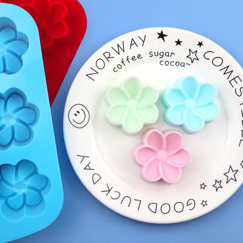 6 Gardenia Egg Flower Silicone Cake Mold, Handmade Soap Mould XG224