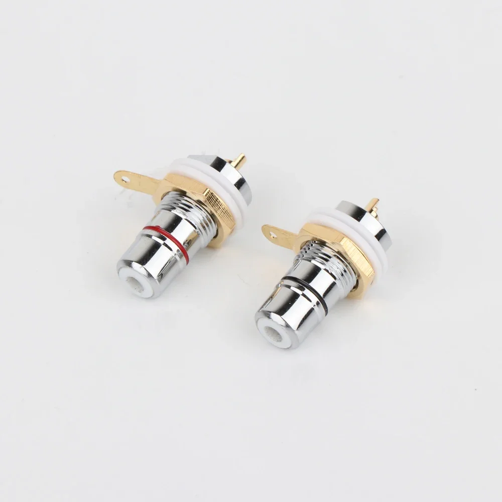 HIFI Audio RCA Female Socket Chassis Rhodium＋gold Plated Copper Jacks Amplifier HiFi Black Red Audio Jacks