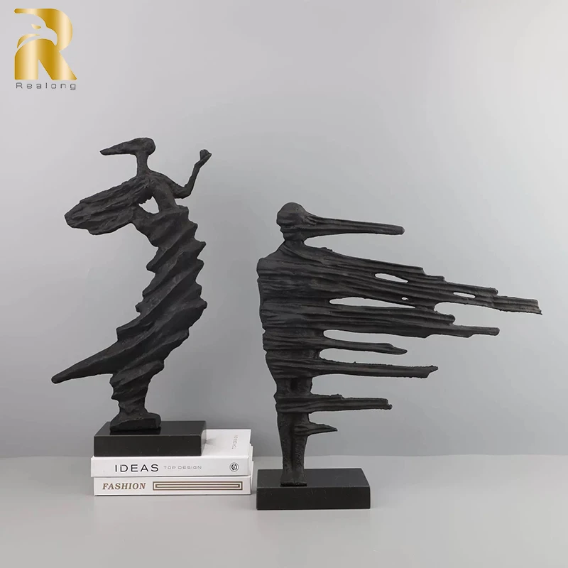 Abstract Metal Sculpture Antique Metal Statue Handcrafts Creative Female Art Figurine For Home Indoor Descktop Decor Ornament