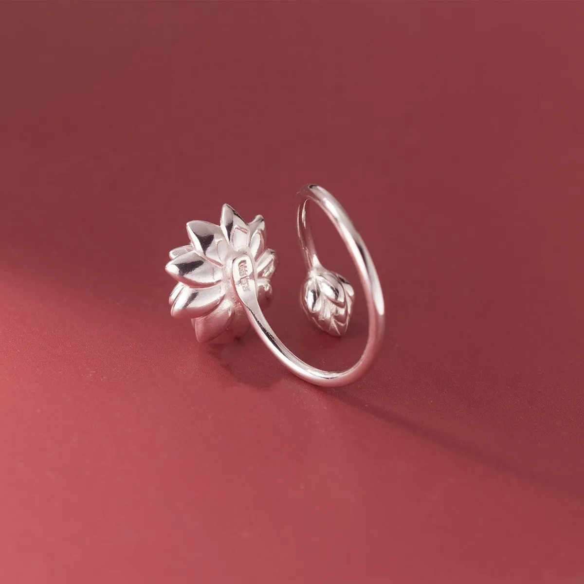 925 Sterling Silver Lotus Flower Adjustable Rings For Women Wedding Engagement Luxury Jewelry Accessories Jewellery