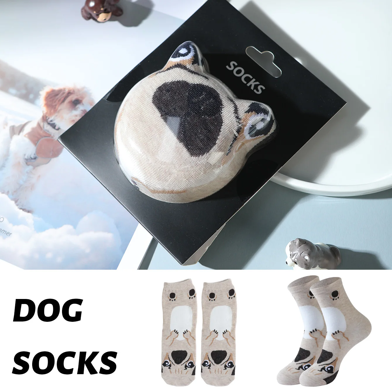 

1 пара носков до середины икры для мужчин и женщин, новинка и веселая красочная подарочная коробка с изображением собаки, европейский и американский модный стиль, удобные и дышащие, повседневные подарки для вечеринок, День святого Валентина, Рождество, Са