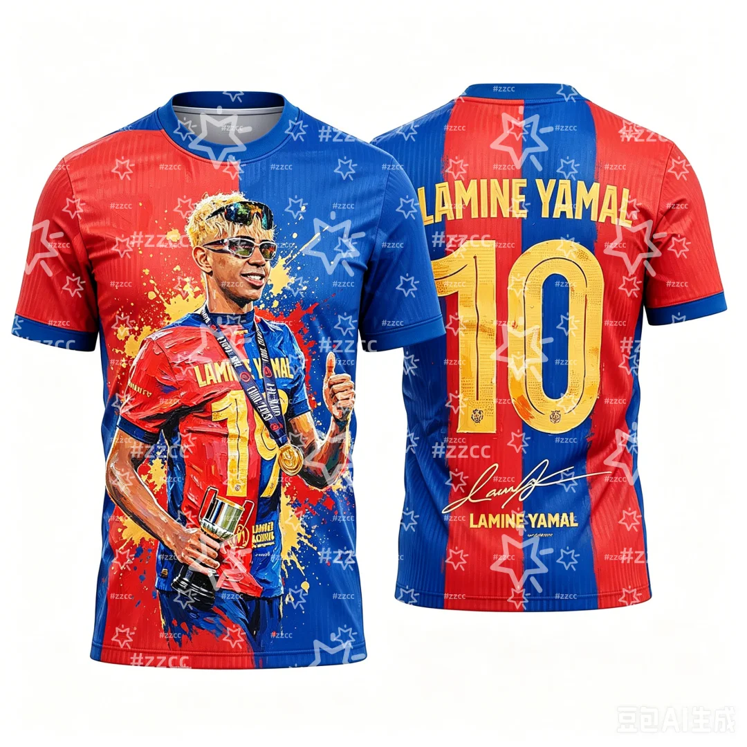 2026 Lamine Yamal Nr. 10 Fußballtrikot Match- & Trainingsset Sommer Sport Herren T-Shirt Kinderbekleidung Tee Y2K Damen – Detail 2