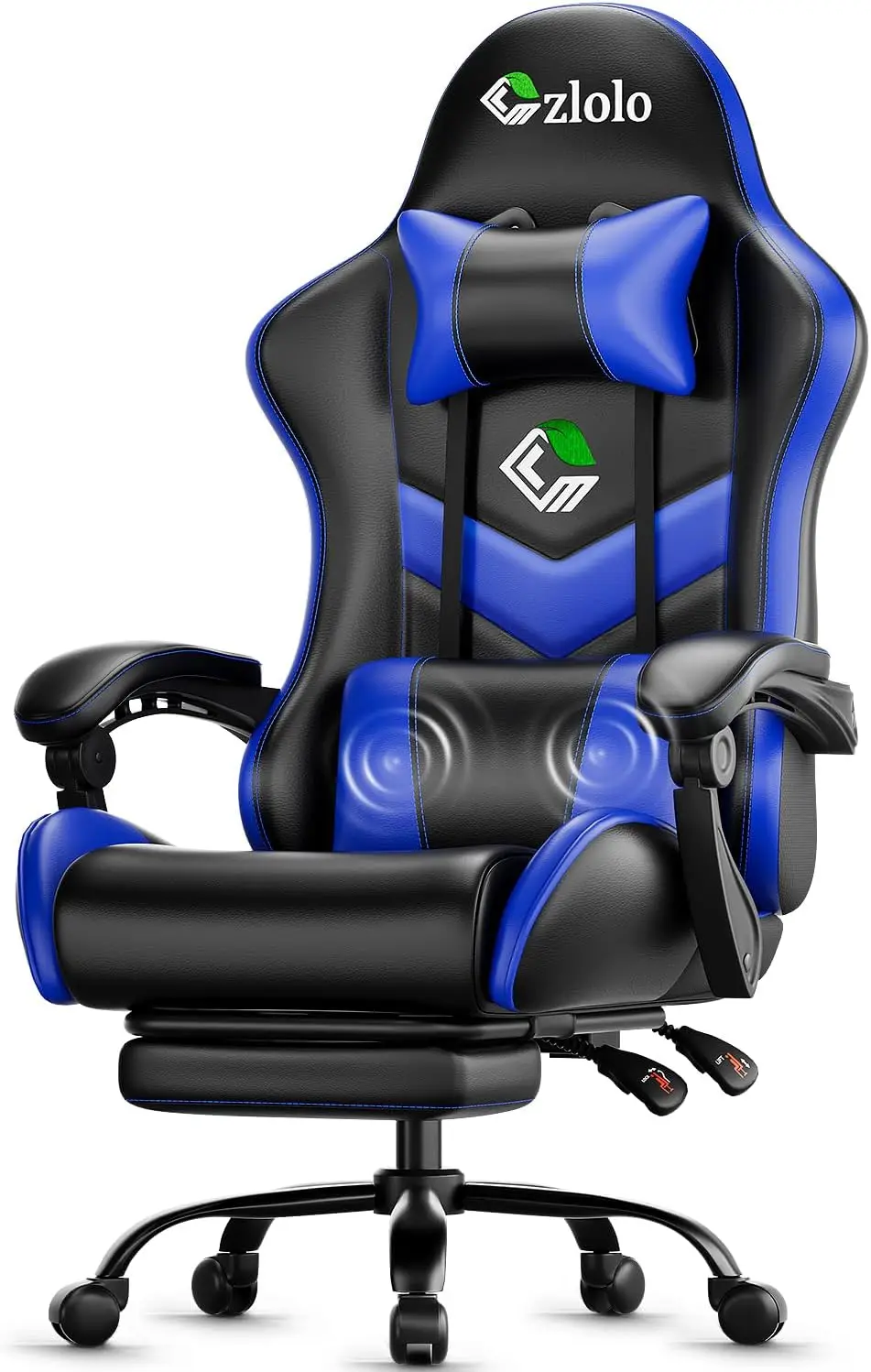 

Gaming Chair, Ergonomic Office Computer Chair with Footrest and Lumbar Support Massager Racing Style