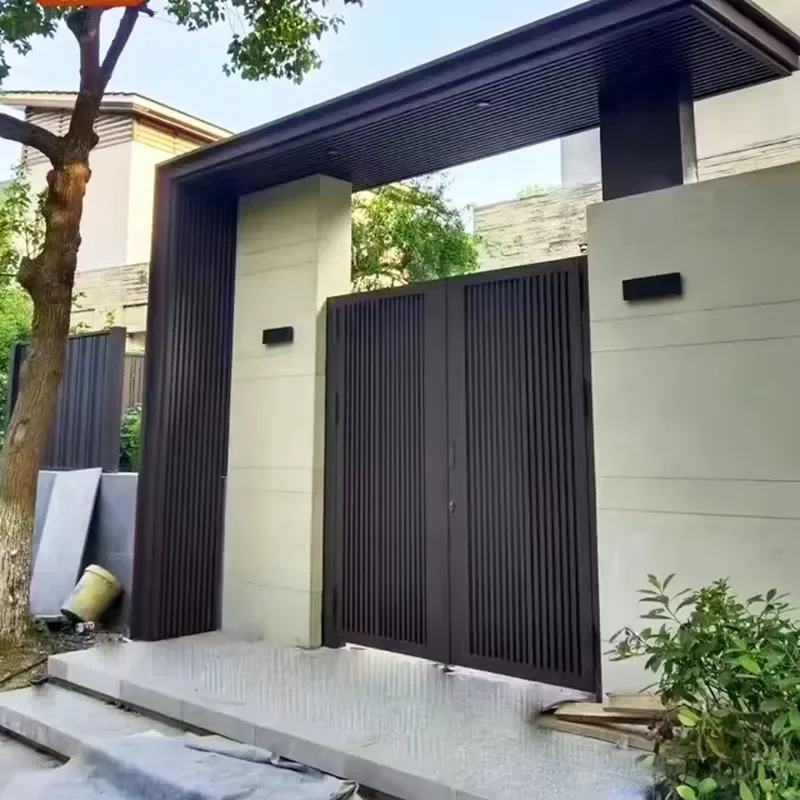 High Quality Modern Villa Automatic Aluminum Driveway Gate Customized Colors Motorized Metal Security Fencing Trellis