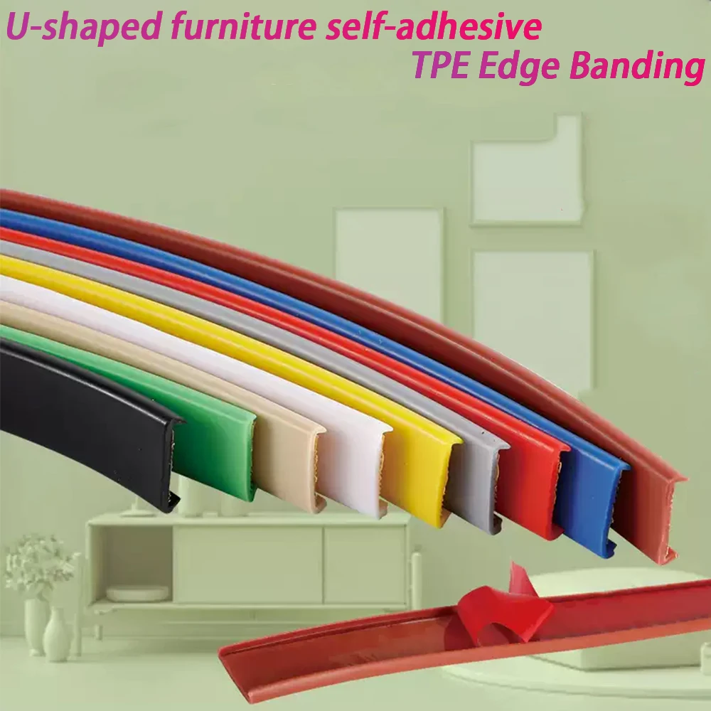 

1-10Meter TPE U-Shaped Seal Strip Self-Adhesive Edge Banding Sealing Strip For Furniture Cabinet Desk Edge Guard Protector9-40mm