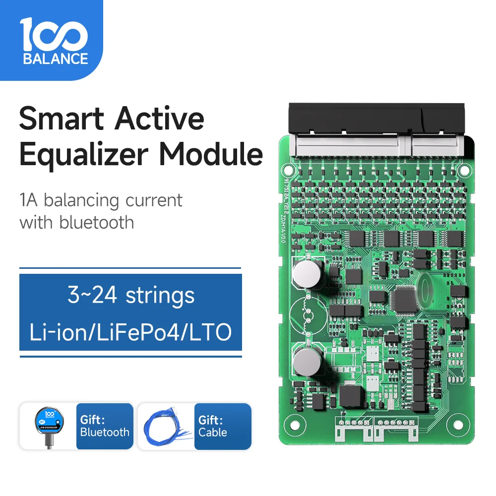 100 Balans Smart Active Balancere Qualizer Uart Rs485 Li-ion Lifepo4 1a Bluetooth 4S 8S 10s12s13s14S 16S 17S 20S 24S Batterij