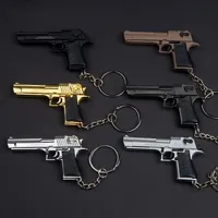 Alloy 1:4 Desert Eagle Pistol Keychain Ring Aritificial Gun Detachable Assemble Toy Gun Shoulder Bag Accessories Christmas Gift