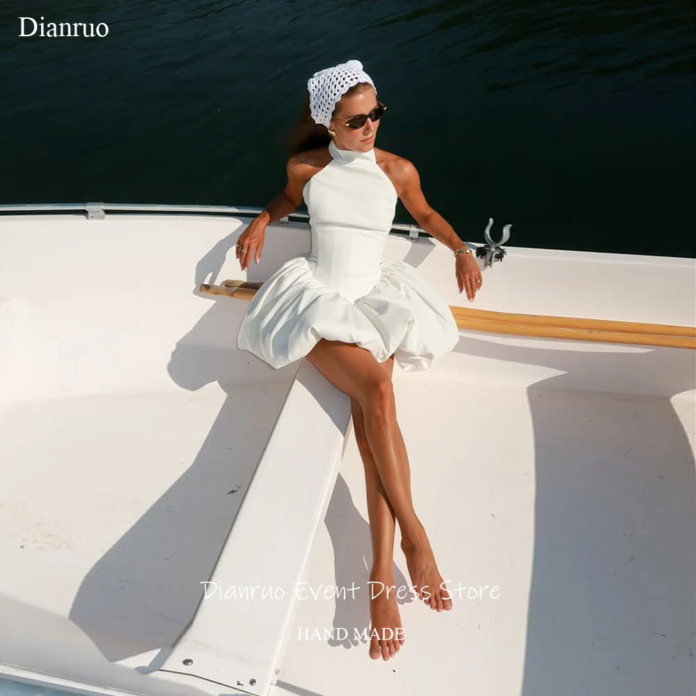 

Dianruo Sleeveless High Halter Neck Prom Dress Backless платье на выпускной Mini Homecoming Dresses Customized