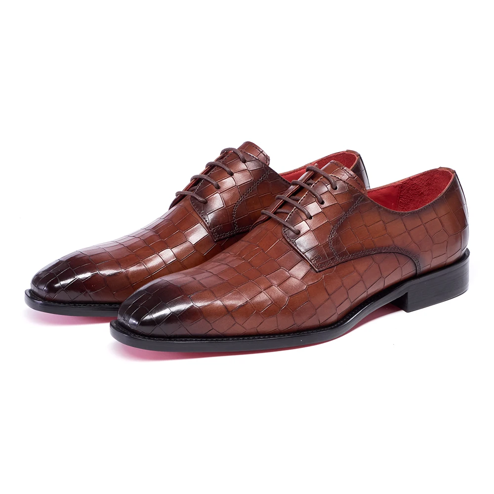 

Men's High-Quality Leather Business Formal Oxford Shoes Crocodile Embossed Elegant Dress Shoes Leather Upper Lining Insole