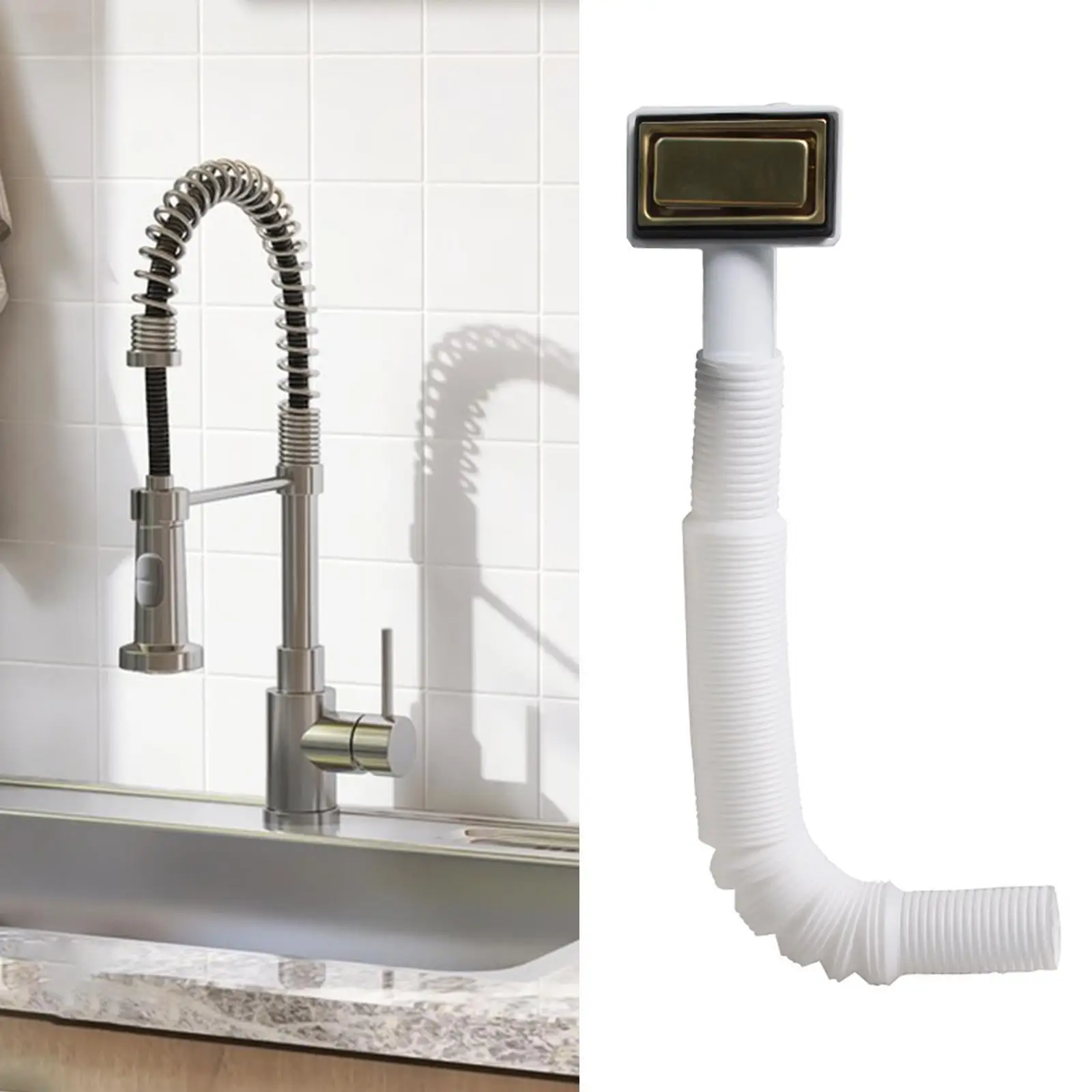 Kitchen Sink Drain Pipe Bathroom Professional Easy Installation Sink Overflow