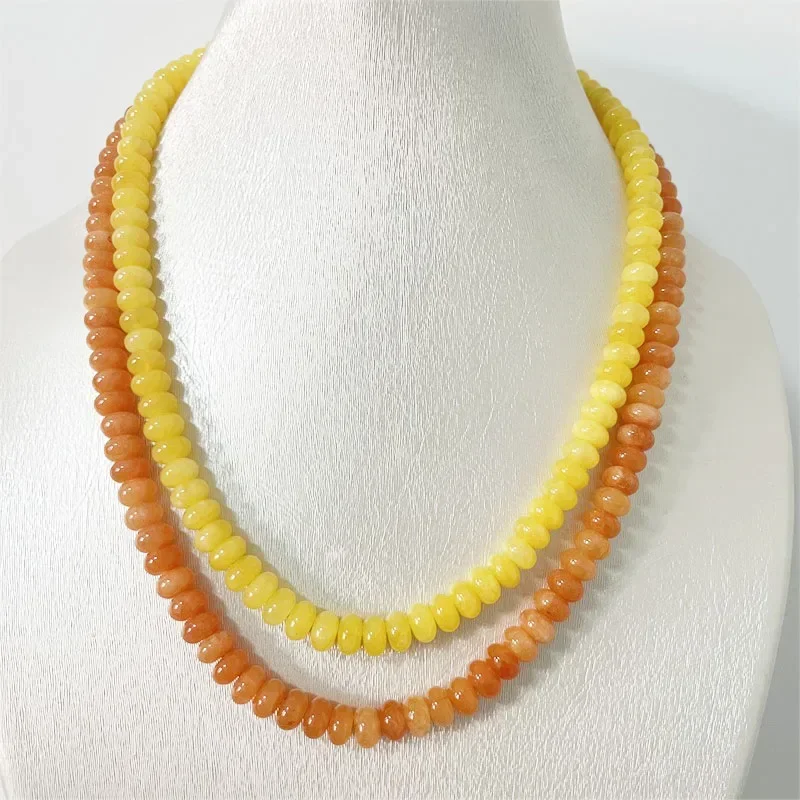 

5x8mm Brazil Yellow Topaz Orange Jade Red Ruby Emerald Necklace for Women Accessories Design Mother's Day Beautiful Gifts