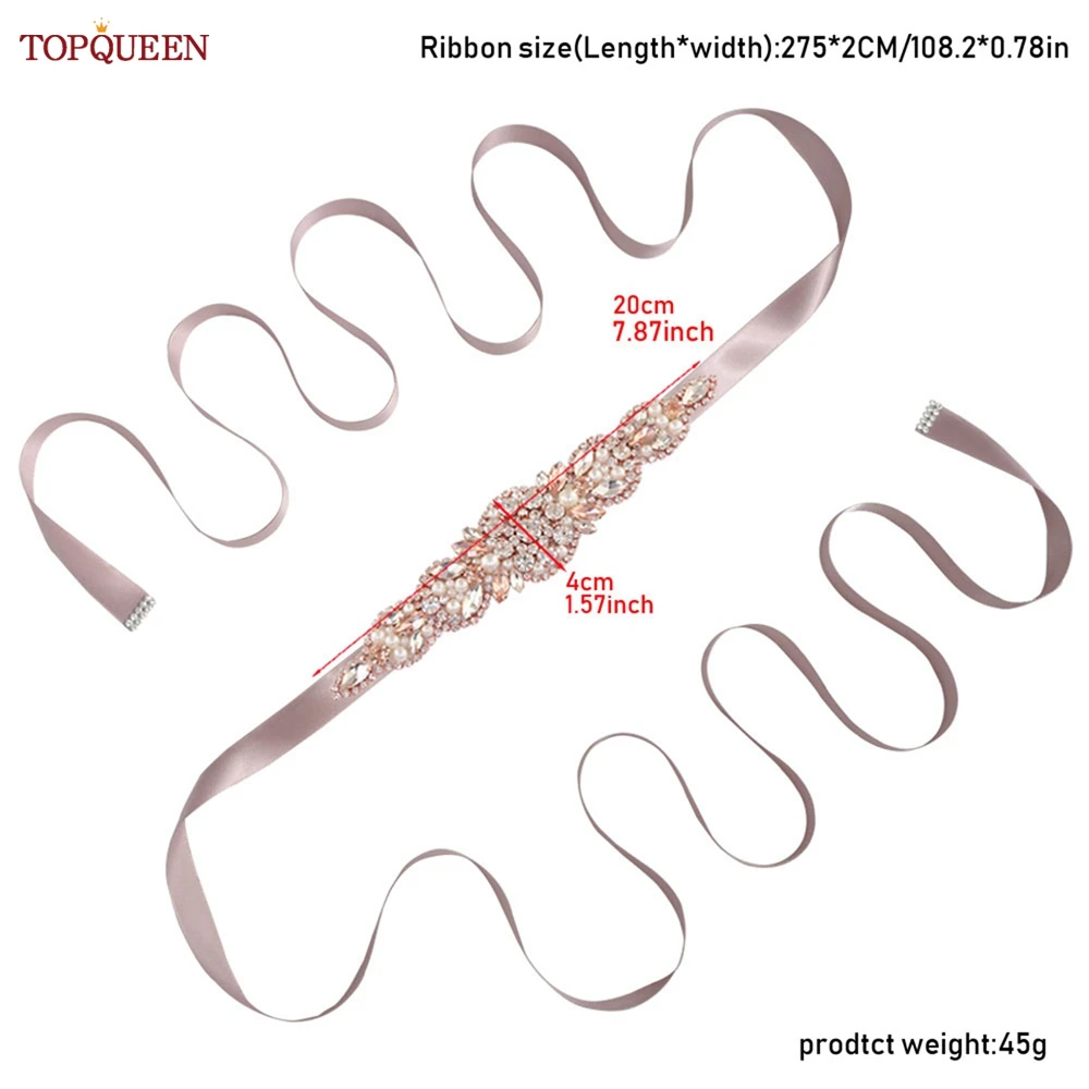 Topqueen สายสะพายและเข็มขัดเจ้าสาวพลอยทองคำสีกุหลาบสำหรับงานแต่งงานสายสะพายชุดพรอมเข็มขัด S426ผ้าปะติดเพชรสำหรับเพื่อนเจ้าสาว