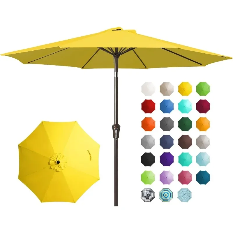 

JEAREY 9FT Outdoor Patio Umbrella Outdoor Table Umbrella with Push Button Tilt and Crank, Market Umbrella 8 Sturdy Ribs