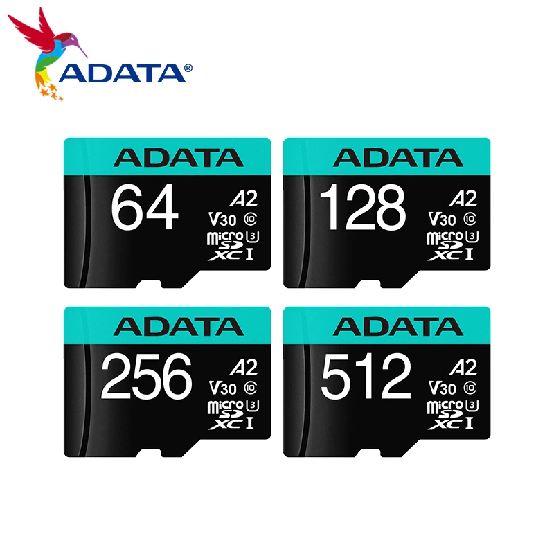 Карта памяти Microsd ADATA SDXC, 32 ГБ, 64 ГБ, 128 ГБ, 256 ГБ, A2 V30, U3, класс 10, UHS I