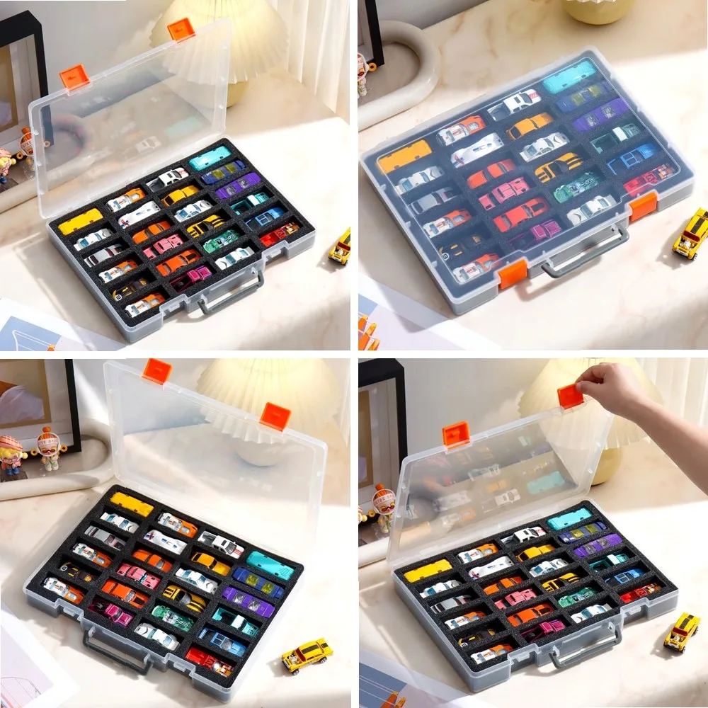 

Fire Color 1/64 Scale Car Storage Box, Realistic Alloy Model Display Case, Transparent Showcase Container