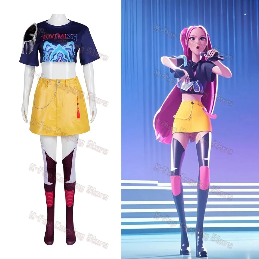 2025 KPOP 걸그룹 데빌 헌터즈 코스프레 의상 미라 조이 루미 화려한 드레스 유니폼 할로윈 파티 섹시 여성 코스튬