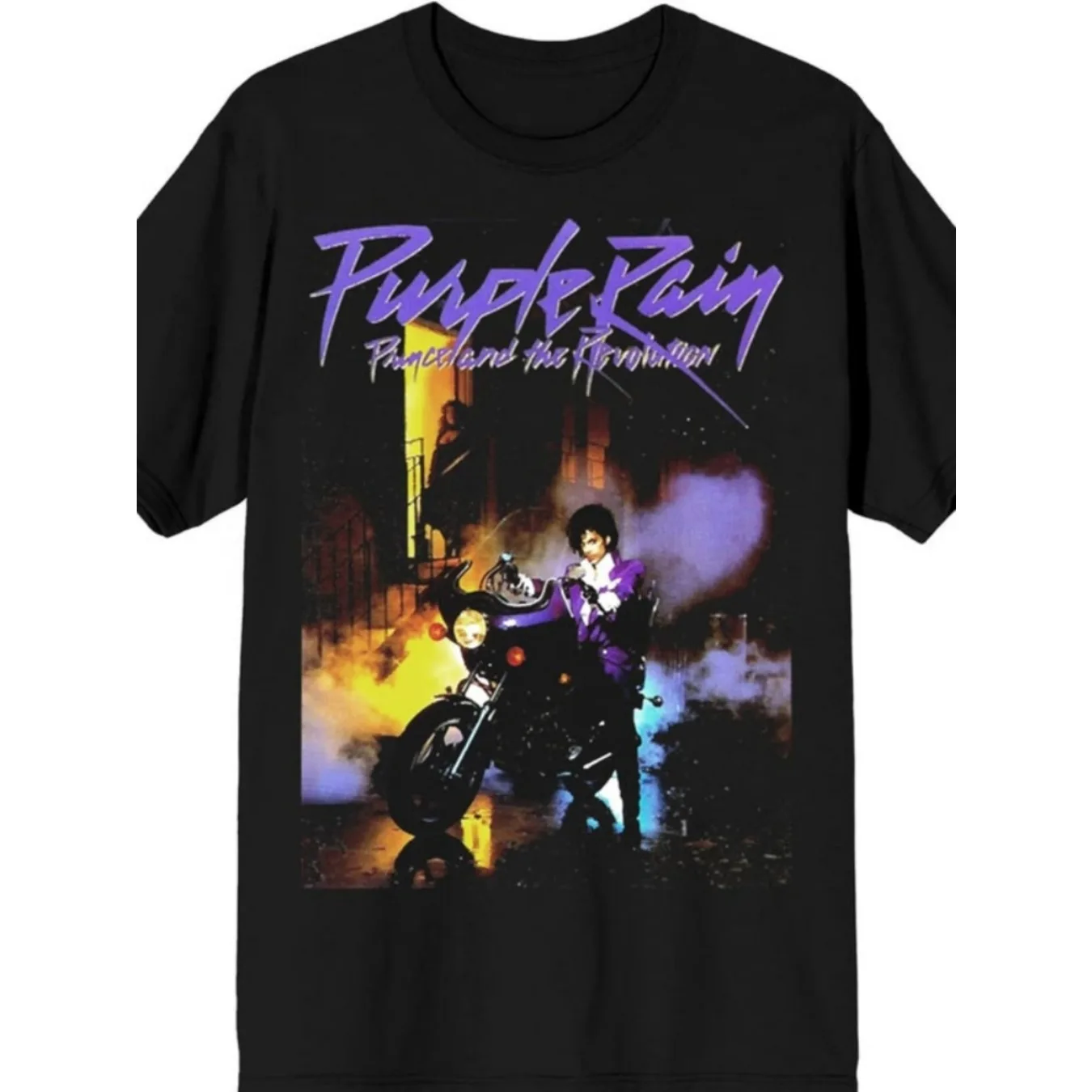 Prince Purple Rain Revolution Graphic T-Shirt Soft Breathable Classic Crew Neck Tee  Comfortable Cotton Short Sleeve Black Color