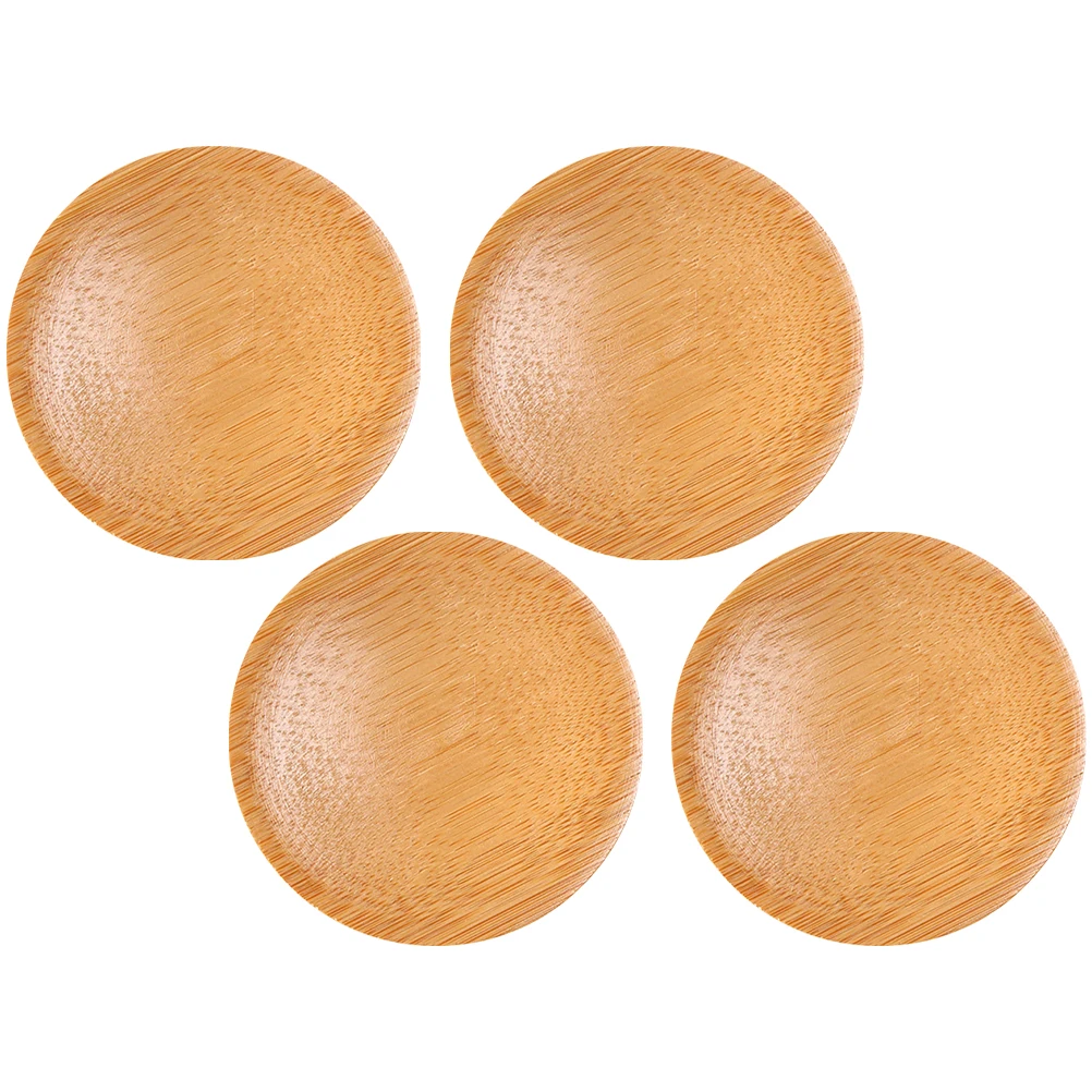 

4Pcs Round Bamboo Coasters Drink Cup Mats Heat Insulated Small Table Pads Desktop Mug Coaster for Home Office Bamboo Coaster