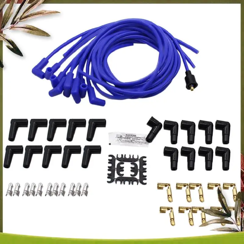 

AB98-Провода для свечей зажигания, спиральный сердечник, 8 мм, синий, 90 градусов, оболочка для свечей зажигания, универсальный набор проводов