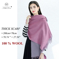 100% Lamb Wool Scarf Solid Color Plain Women Man Winter Warm Soft Neck Scarves Real Wool Shawl Brand 2023 Female Cashmere Scarf