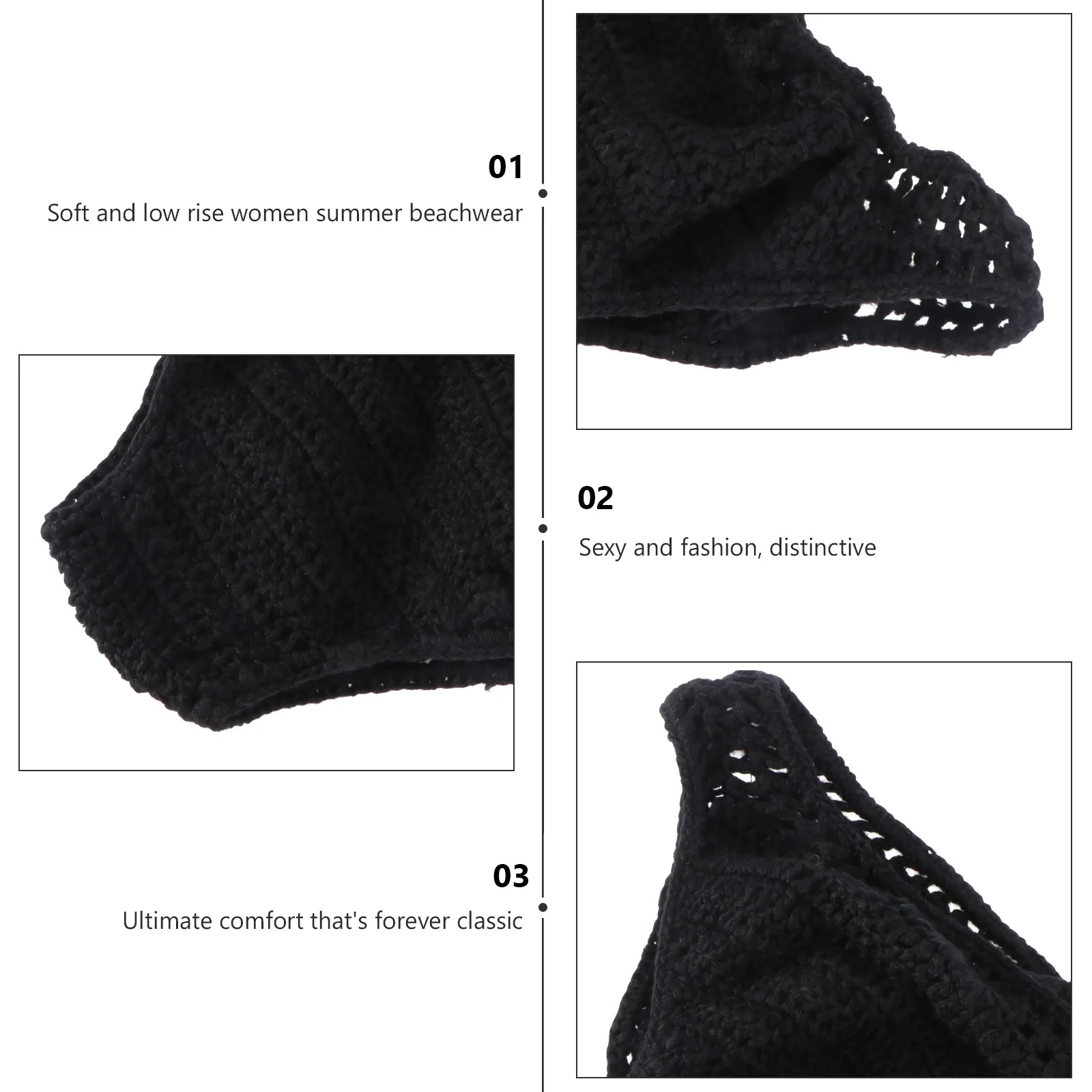 

1Pcs Knitted Shorts Women's Fashionable Low-Rise Beach Bikini Briefs Comfortable Breathable Swimwear for Summer Pool Sea Side
