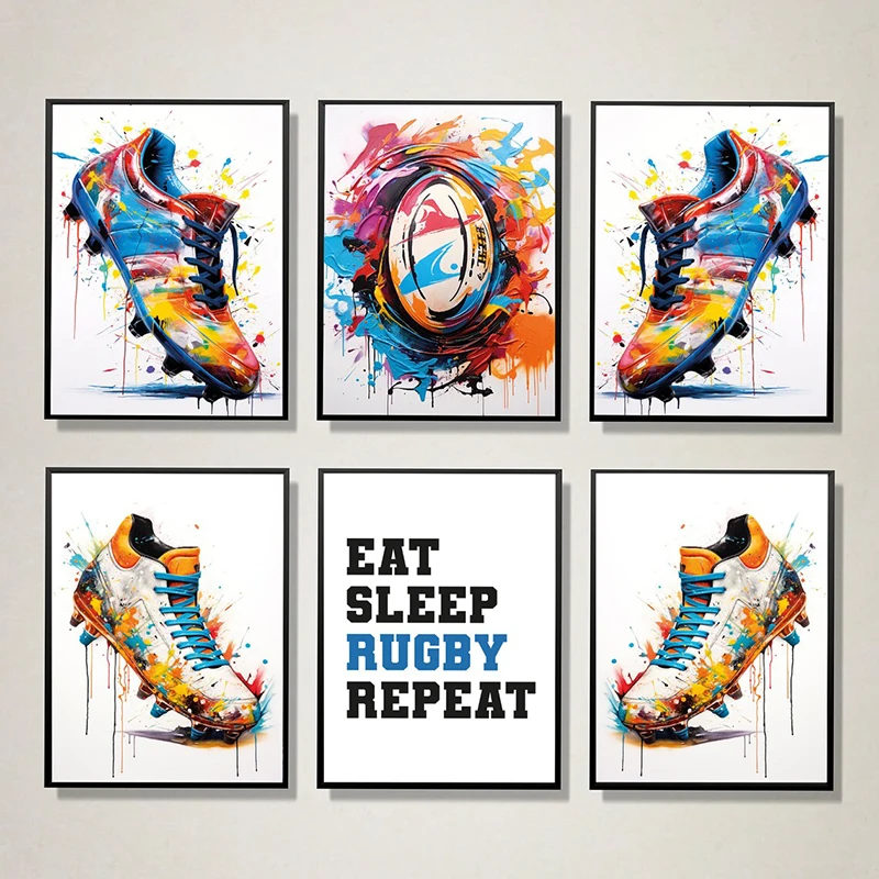 Rugby Graffiti Wall Art Canvas Painting Rugby Art Posters and Prints Boys Bedroom Decor Pictures for Living Room Home Decor Gift