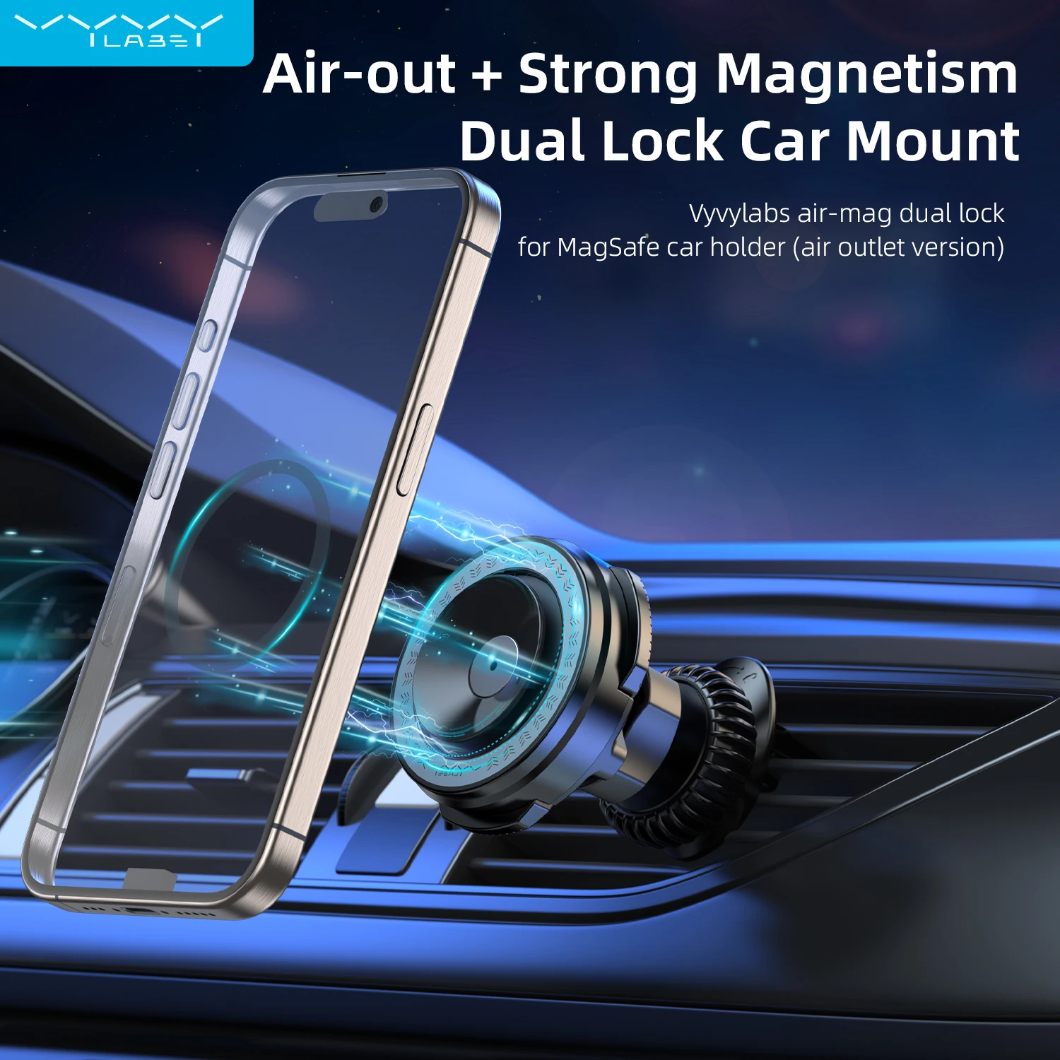 

VyVylabs Magnetic Car Phone Holder Air Vent Car Phone Stand For Magsafe iPhone 15 14 13 12 Pro Max For Samsung For Xiaomi