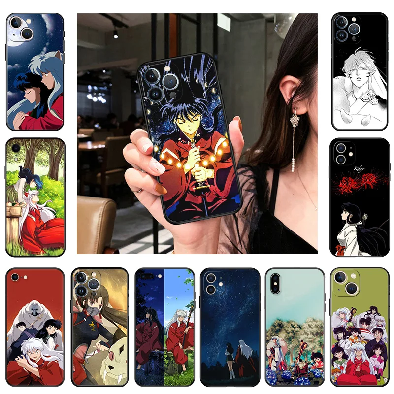 Anti-Drop Soft Phone Case For iphone 16Plus 11 12 13 Mini 14 15 16 Pro XS Max XR 7 8Plus 16Pro Cartoon Inuyasha Sesshomaru Cover