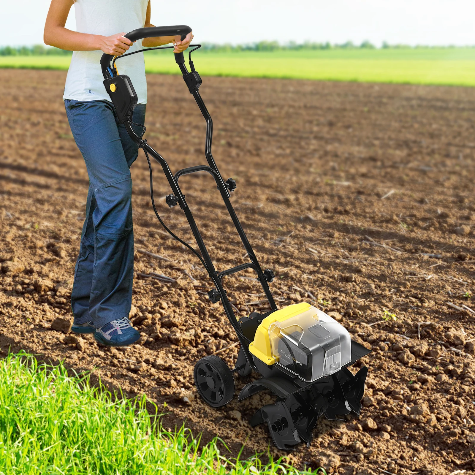 Electric Tiller-Cultivator Battery Powered  Weed Removal & Soil Cultivation Machine for Garden and Lawn Digging