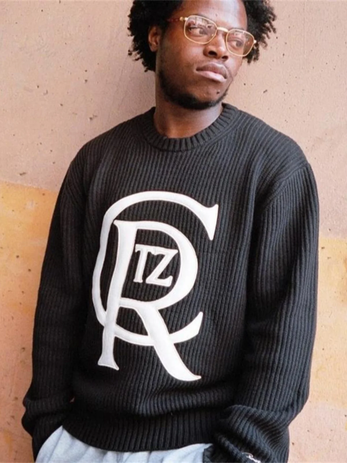 

Long Sve Knitted Patchwork Sweater Casual Faion Warmth Hip Hop Casual Sle Youthful round Ne Striped Pattern