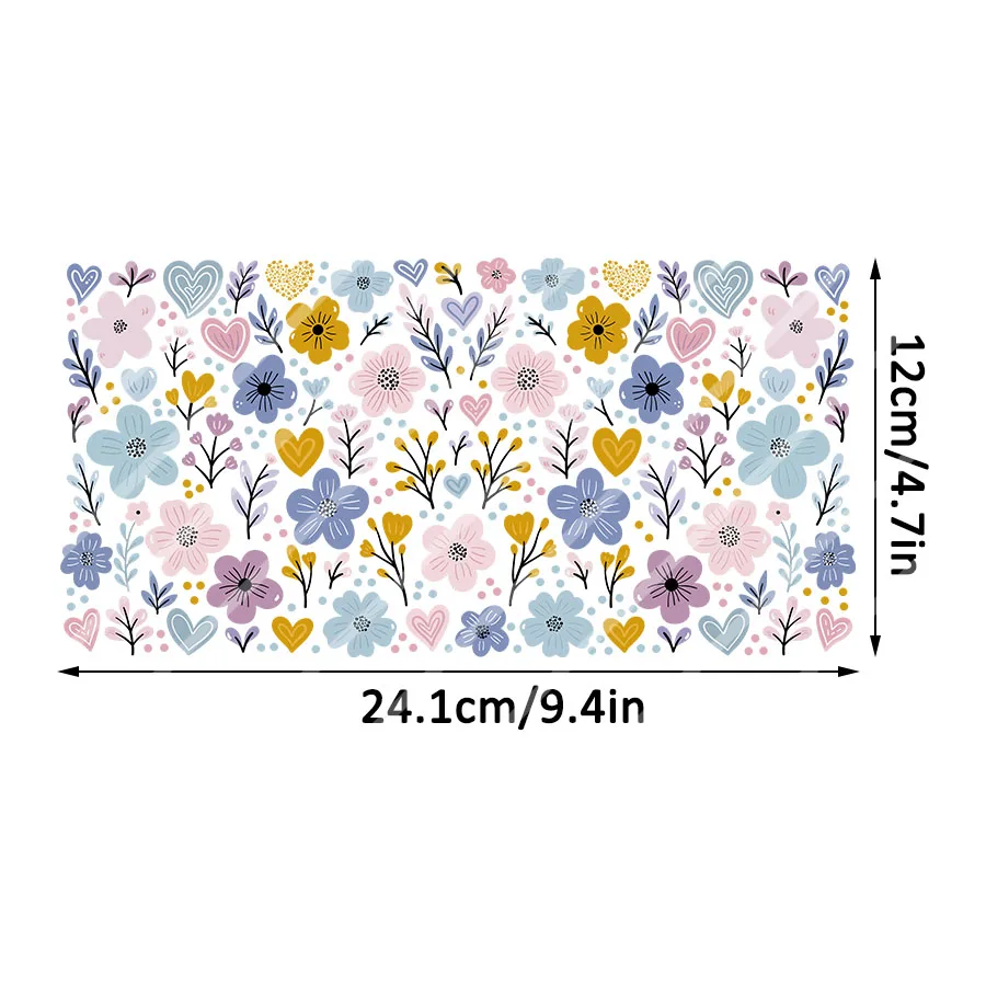 Retro Doodle Flower Summer DIY UV DTF Rub On Transfer Sticker 16oz Libbey Glass Ice Coffee Cups Can Wraps Bottle Tumbler Decor