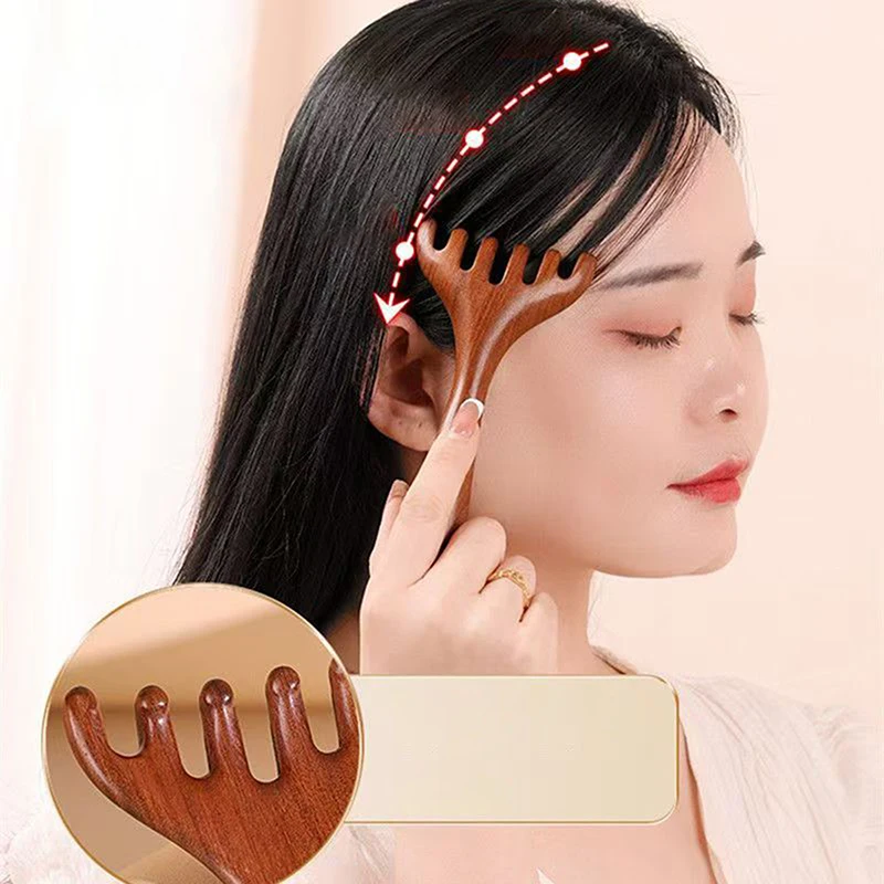 1Pc Wood Body Meridian Massage Wide Tooth Comb Face Eye Shoulder Neck Comb Acupuncture Therapy Blood Circulation Guasha Tool