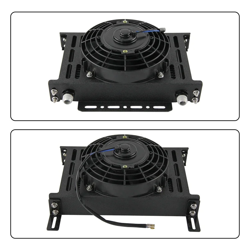 

Универсальный 25-рядный масляный радиатор для трансмиссии 10AN 7/8"-14 UNF + комплект электрического вентилятора 7 дюймов с новым типом монтажного кронштейна, черный/серебристый