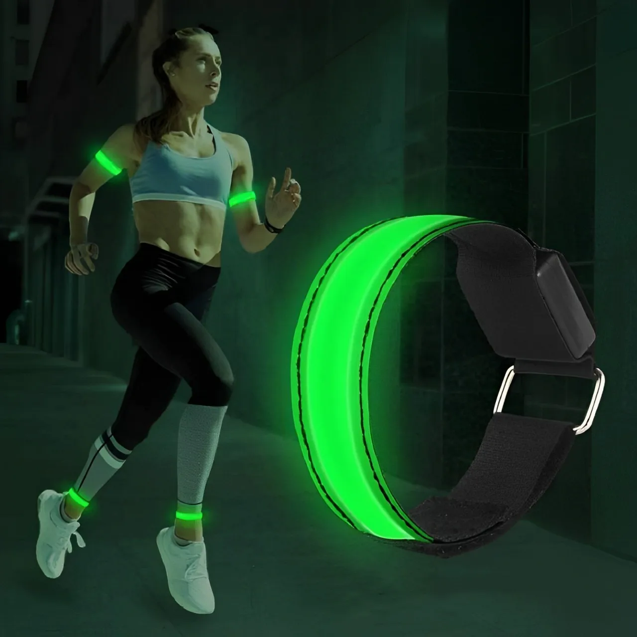 Night cycling running LED arm light strip USB rechargeable outdoor sports safety warning arm/ankle light strip