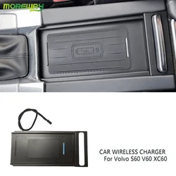 Car Fast Phone Charger For Volvo S60 V60 XC60 2014-2018 Wireless Charging Pad Mobile Holder Plug and Play Accessories