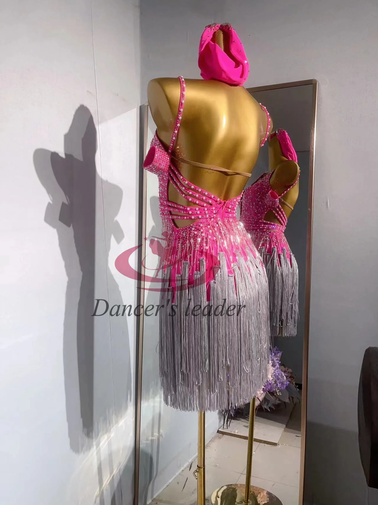 라틴 댄스 전문 의류 다이아몬드 카차 탱고와 맞춤형 두꺼운 Tassels 성인 표준 무대 전문 의류