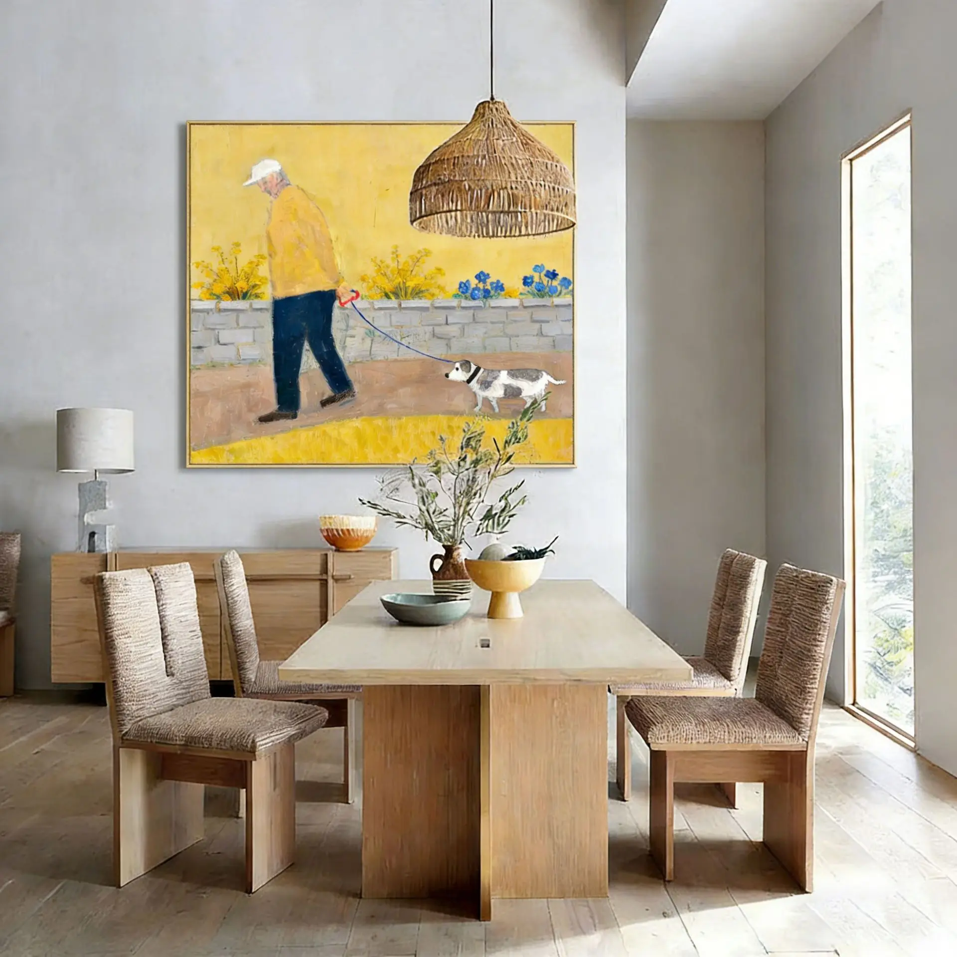 Macaron healing hand-painted oil painting, abstract living room decorative painting, warm heart versatile hotel living room
