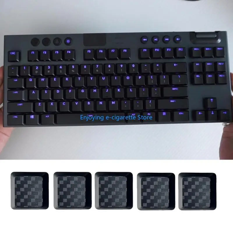 Nur Tastenkappe aus Kohlefaser, 5 Tasten, rutschfeste Textur-Tastenkappen für G915/G813/G815/G913 TKL-Tastatur mit niedrigem – Detail 4